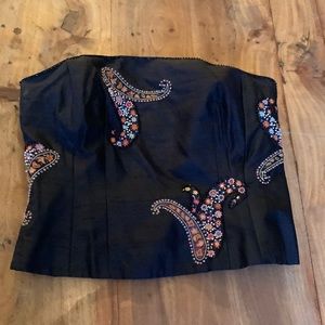Rare, super fun beaded, embroidered silk bustier